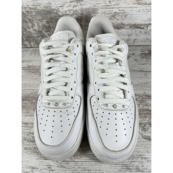 Women's Nike Air Force 1 07' SE 'Pearl' White Leather Sneakers Sz 9 Athletic - Picture 4 of 12